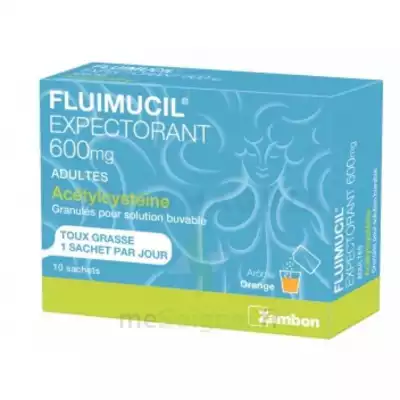 Fluimucil Expectorant Acetylcysteine 600 Mg Glé S Buv Adultes 10sach à Hourtin